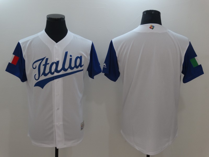 Men Italy Baseball Majestic White 2017 World Baseball Classic Replica Team Jersey